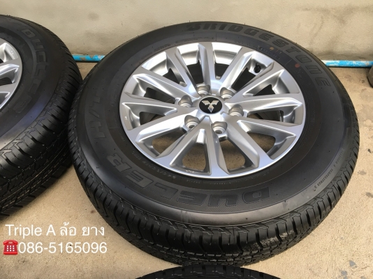 ล้อแม็กป้ายแดง Mitsu New Triton Plus 6รู139 ขอบ17 พร้อมยางใหม่ป้ายแดง 245-65-17 Bridgestone ปี 18  แม็กสวยกริ๊บ  ตุ่มอลัง เส้นสีจัด