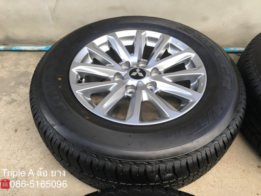 ล้อแม็กป้ายแดง Mitsu New Triton Plus 6รู139 ขอบ17 พร้อมยางใหม่ป้ายแดง 245-65-17 Bridgestone ปี 18  แม็กสวยกริ๊บ  ตุ่มอลัง เส้นสีจัด