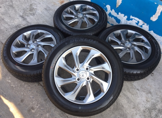 แม็กป้ายแดง TOYOTA New VIOS 2018 ขอบ 15 พร้อมยางป้ายแดง 185-60-15 Dunlop ปี 18 สวยกริ๊บๆ ตุ่ม เส้นสี ชัดทุกเส้น