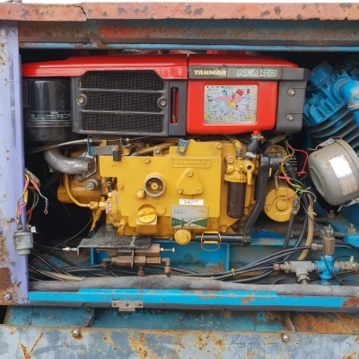 ปั้มลมเก่าญี่ปุ่น ปั้มลม meiji เครื่องยนต์ดีเซล YANMAR NFA70
