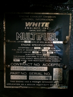 ขายเครื่องยนต์ของรถ GMC ทหารอเมริกัน  WHITE LTD 465-1D 6 สูบ Turbo 134 HP.