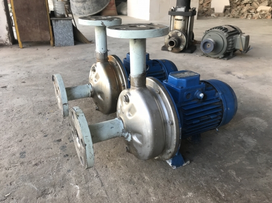 ขายปั๊มน้ำหอยโข่งหัวสแตนเลส Ebara 3/4HP. 380V made in Italy ขนาดเข้า 1.5นิ้ว ออก 1นิ้ว สภาพดี หมุนนิ่ม พร้อมใช้งาน มี 2ตัวราคาตัวละ 3,200 บาทครับ