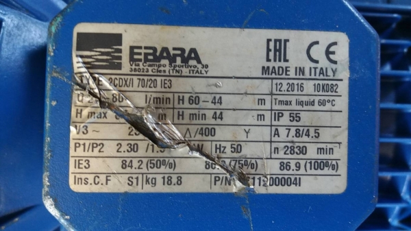 ปั๊มน้ำหอยโข่ง Ebara 2 แรง 380V ปั๊มน้ำหอยโข่ง Ebara 2 แรง 380V