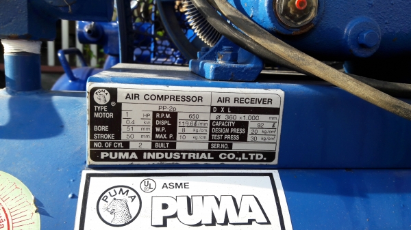 ขาย !! ปั้มลม.PUMA.ขนาด1แรง2สูบ..มอเตอร์.มิตซู.1แรง220v ขาย !! ปั้มลม.PUMA.ขนาด1แรง2สูบ..มอเตอร์.มิตซู.1แรง220v