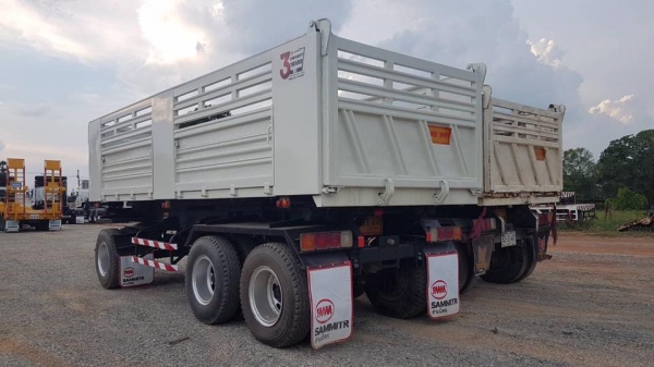 ลูกพ่วงดัมพ์สามมิตรแท้ สามเพลาแท้ ปี 58 ราคาขาย 650,000 บาท ลูกพ่วงดัมพ์สามมิตรแท้ สองเพลาปี 56 ราคาขาย 420,000 บาท