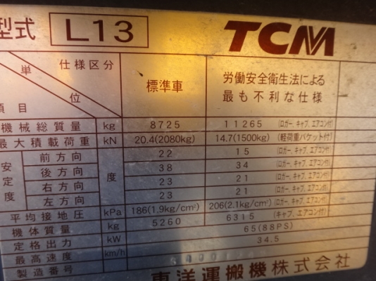 รถตักล้อยาง  ยี่ห้อ TCM L13  รถปี 2000 (เทียบเท่า WA100-3) สภาพสวยจัด ใช้งานน้อย 900 ชั่วโมง แขนยาวพิเศษจากห้าง  โทร.081-373-0559