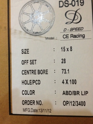 ขายล้อใหม่ Ce28 เหมือนแท้ ขอบ15 4/100 แถมจุ๊บ+ น็อต Rays** ขายล้อใหม่ Ce28 เหมือนแท้ ขอบ15 4/100 แถมจุ๊บ+ น็อต Rays**