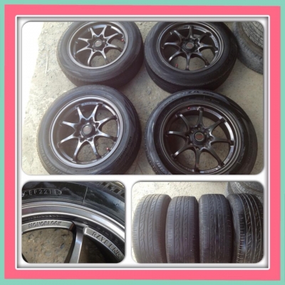 ขายแม็กมือ2 CE28 ขอบ15 4 รู100/114 กว้าง 6.5 +ยางปี 11 ราคา 9,700 บาทถูก