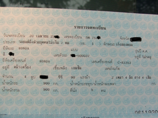 ขายเล่มทะเบียนHonda เก๋ง