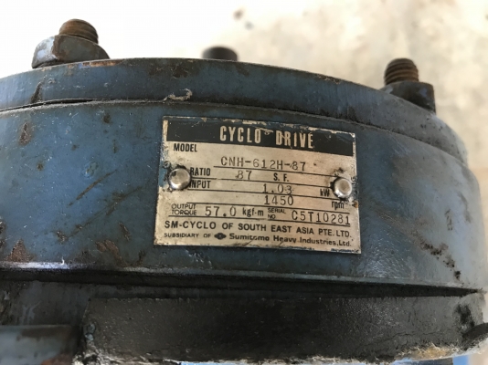 ขายหัวเกียร์ทดรอบ Cycro drive Sumitomo อัตราทด 1:87 Made in Japan ใส่กับมอเตอร์ขนาด 1-3HP. รอบช้าแรงบิดเยอะ สภาพสวย พร้อมใช้งาน