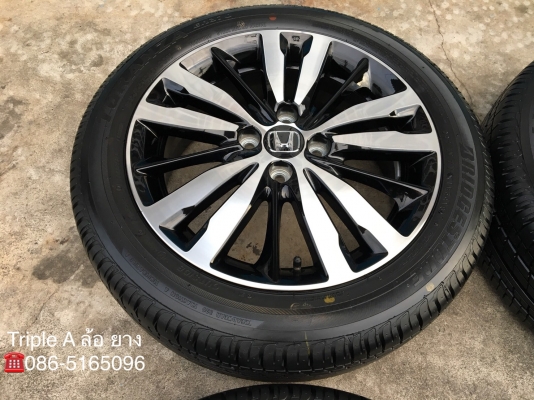 ล้อแม็กป้ายแดง Honda Jazz GK ตัวท๊อป ขอบ16 พร้อมยางป้ายแดง Bridgestone 185-55-16 ปี18 แม็กสวยกริ๊บๆ ตุ่มเด้งๆ มีเส้นสี
