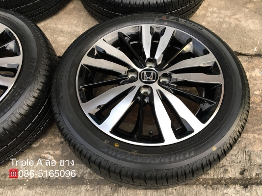 ล้อแม็กป้ายแดง Honda Jazz GK ตัวท๊อป ขอบ16 พร้อมยางป้ายแดง Bridgestone 185-55-16 ปี18 แม็กสวยกริ๊บๆ ตุ่มเด้งๆ มีเส้นสี