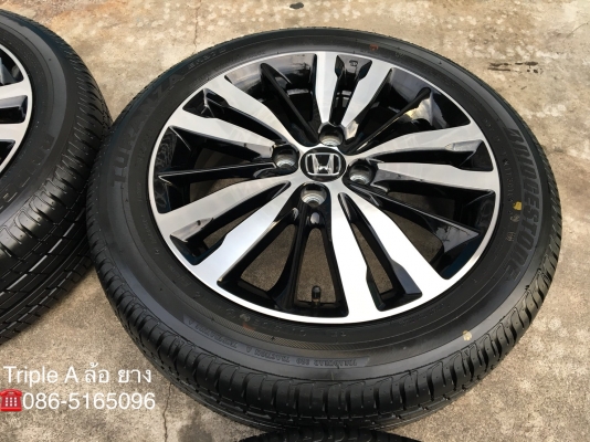 ล้อแม็กป้ายแดง Honda Jazz GK ตัวท๊อป ขอบ16 พร้อมยางป้ายแดง Bridgestone 185-55-16 ปี18 แม็กสวยกริ๊บๆ ตุ่มเด้งๆ มีเส้นสี