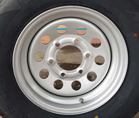 ล้อกะทะผ่า 5รูและ6รู พร้อมยางใหม่205R14 ปี18 OTANI  2 ล้อ