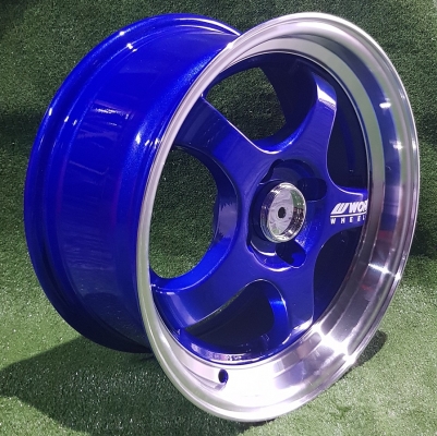 ล้อใหม่ขอบ15 S1R สีน้ำเงิน  4รู100 กว้าง7 ET33