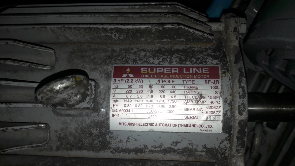 ขาย !! มอเตอร์.มิตซู.ขนาด3แรง380v.รอบ1430 พร้อมใช้งาน ขาย !! มอเตอร์.มิตซู.ขนาด3แรง380v.รอบ1430 พร้อมใช้งาน