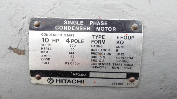 มอเตอร์ไฟบ้านฮิตาชิ_HITACHI 10 HP 1440 RPM 220V 2 สายไฟบ้าน มอเตอร์ไฟบ้านฮิตาชิ_HITACHI 10 HP 1440 RPM 220V 2 สายไฟบ้าน