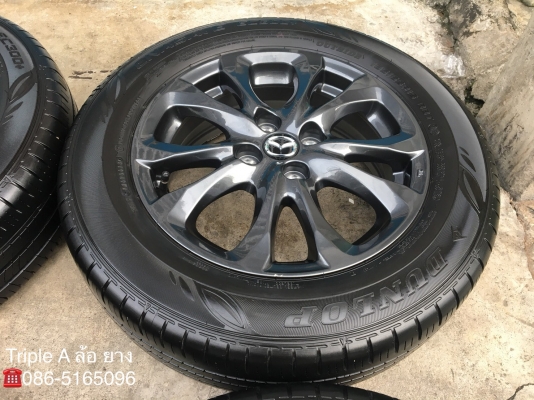 ล้อแม็กป้ายแดง Mazda 2 ขอบ 15 สีดำ พร้อมยางป้ายแดง Dunlop 185-65-15 ปี 18 แม็กสวย ดอกหนานิ่มเต็มๆ