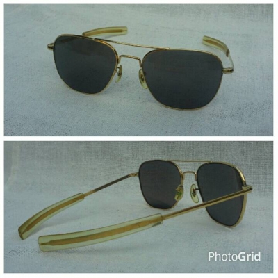 แว่นตาอเมริกันเสืออากาศ 23 K วินเทจยุค &#039;70s ตัวเทพบุตร ! ขนาด 147 mm อุ๊ต๊ะ ! โมเดลอมตะมาดเข้ม 