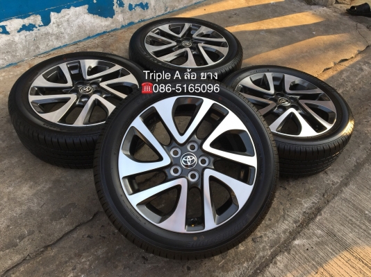 ล้อแม็กป้ายแดง Toyota Sienta รุ่นท๊อป ขอบ 16 พร้อมยางป้ายแดง Bridgestone 195-50-16 ปี 18 แม็กสวยกริ๊ป ตุ่มเด้ง มีเส้นสี