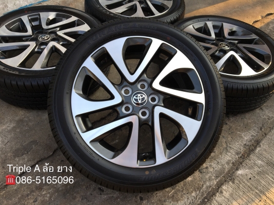 ล้อแม็กป้ายแดง Toyota Sienta รุ่นท๊อป ขอบ 16 พร้อมยางป้ายแดง Bridgestone 195-50-16 ปี 18 แม็กสวยกริ๊ป ตุ่มเด้ง มีเส้นสี