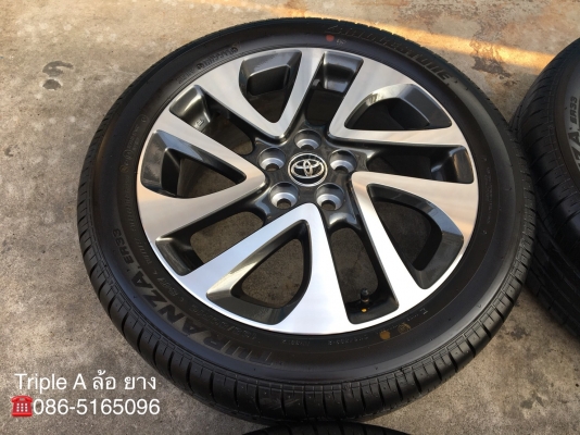 ล้อแม็กป้ายแดง Toyota Sienta รุ่นท๊อป ขอบ 16 พร้อมยางป้ายแดง Bridgestone 195-50-16 ปี 18 แม็กสวยกริ๊ป ตุ่มเด้ง มีเส้นสี