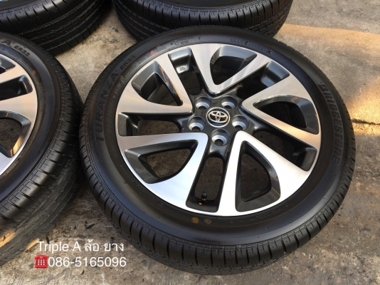ล้อแม็กป้ายแดง Toyota Sienta รุ่นท๊อป ขอบ 16 พร้อมยางป้ายแดง Bridgestone 195-50-16 ปี 18 แม็กสวยกริ๊ป ตุ่มเด้ง มีเส้นสี