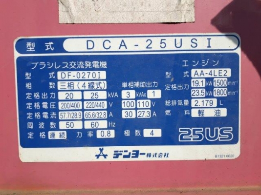 เครื่องปั่นไฟมือสอง DENYO DCA25USI มือสองญี่ปุ่น เครื่องปั่นไฟมือสอง DENYO DCA25USI มือสองญี่ปุ่น