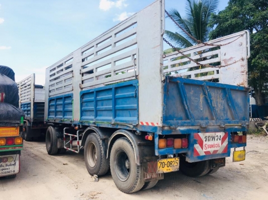 ลูกพ่วงคอกเหล็ก ไม่ดัมพ์สามเพลา ช่วงยาว 7 เมตร ปี 55 ยางดี พร้อมใช้งาน