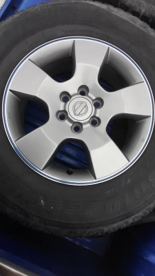 ล้อนาวาร่า.16&times;7+ยาง245/70/16 กึงขอบเงาคาดน้ำเงิน ชุด3900บ.โทร0879050181.ส่งได้ทั่วไทย