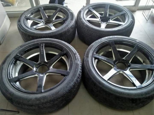 #cosmis ขอบ22 กว้าง9.5 6รู พร้อมยาง 285-45-22ปี14 ยางใช้ได้3เส้น ชุด9999 โทร.0879050181 จัดส่งได้ทั่วไทยคับ