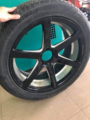 #cosmis ขอบ22 กว้าง9.5 6รู พร้อมยาง 285-45-22ปี14 ยางใช้ได้3เส้น ชุด9999 โทร.0879050181 จัดส่งได้ทั่วไทยคับ
