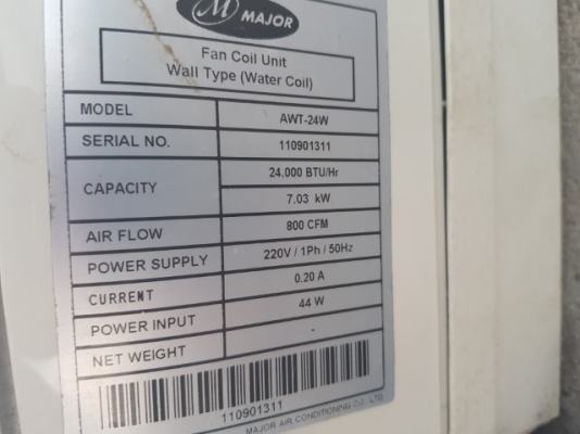 AIR CONDITIONER ยี่ห้อ MAJOR รุ่น AWT-24W สภาพเดิมๆ ราคาหน้าตู้ ไม่แพง AIR CONDITIONER ยี่ห้อ MAJOR รุ่น AWT-24W สภาพเดิมๆ ราคาหน้าตู้ ไม่แพง