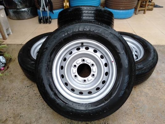 ล้อกระทะอีซูซุ ขอบ15 6รู พร้อมยางบริดสโตน 215/70R15 ปี16