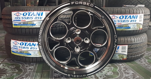 ล้อใหม่ลูกโม่ ขอบ15 4รู100 ยางใหม่195/55/15  4 ล้อ