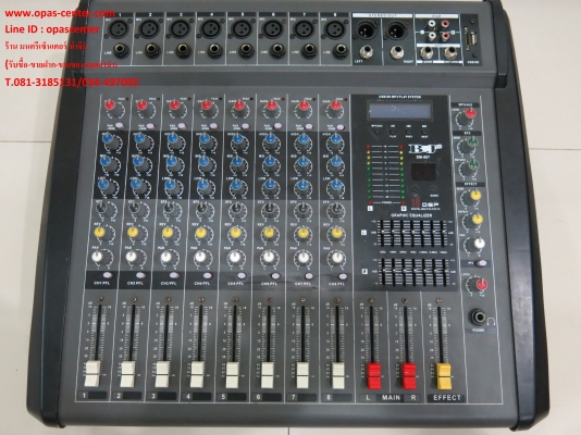 เพาเวอร์มิกเซอร์ BJ 8 CH รุ่น DM807 สภาพใหม่ เสียบ USB