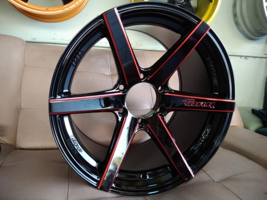 แม็กใหม่ขอบ 18 ดำมิลลิ่งก้านแดงแก้ว