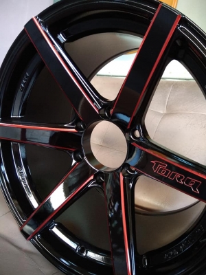 แม็กใหม่ขอบ 18 ดำมิลลิ่งก้านแดงแก้ว