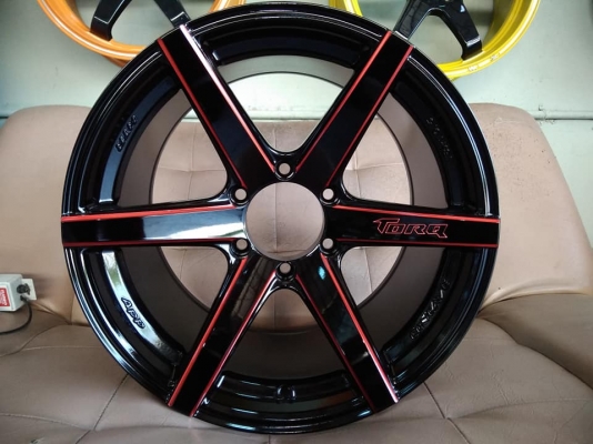 แม็กใหม่ขอบ 18 ดำมิลลิ่งก้านแดงแก้ว