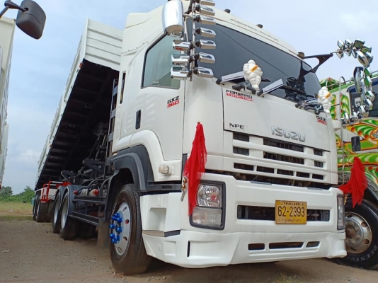 ISUZU 354 แรง ปี 55 สิบล้อหัวลาก+หางเซมิดั้มพ์ ก๊าซ CNG น้ำหนักรถ 9,700 ก.ก เลขไมล์ 324,216 ก.ก ยาง 