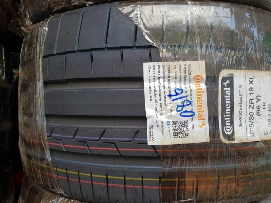 ขายยางใหม่ CONTINENTAL SportContact6 275-30-19 ปี16 เส้นละ 6,900 บาท ขายยางใหม่ CONTINENTAL SportContact6 275-30-19 ปี16 เส้นละ 6,900 บาท