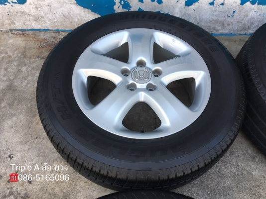 ล้อแม็ก 5รู114 Honda CR-V ขอบ 17 พร้อมยาง Bridgestone 225-65-17 ปลายปี 15 สภาพดี