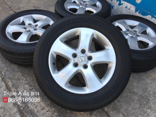 ล้อแม็ก 5รู114 Honda CR-V ขอบ 17 พร้อมยาง Bridgestone 225-65-17 ปลายปี 15 สภาพดี