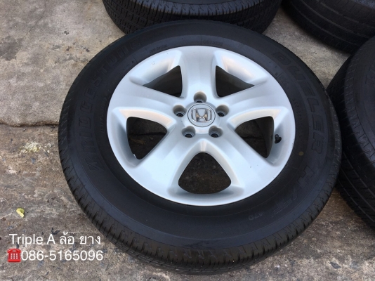 ล้อแม็ก 5รู114 Honda CR-V ขอบ 17 พร้อมยาง Bridgestone 225-65-17 ปลายปี 15 สภาพดี