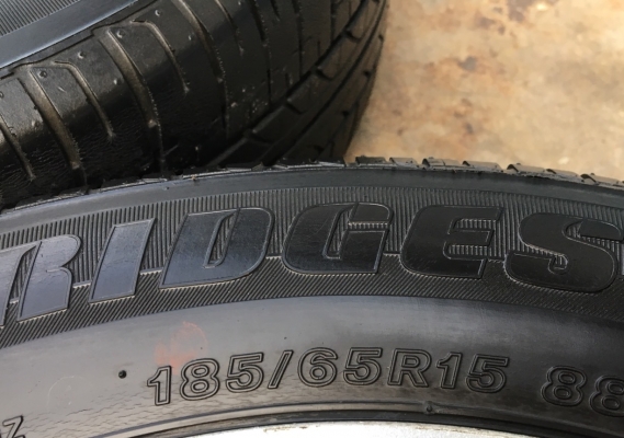 ล้อแม็ก 4รู114 Honda Accord ตาเพชร ขอบ 15 พร้อมยาง 185-65-15 Bridgestone ปี 13