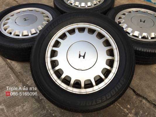 ล้อแม็ก 4รู114 Honda Accord ตาเพชร ขอบ 15 พร้อมยาง 185-65-15 Bridgestone ปี 13