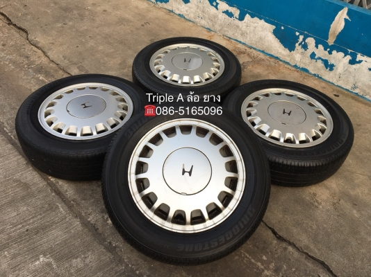 ล้อแม็ก 4รู114 Honda Accord ตาเพชร ขอบ 15 พร้อมยาง 185-65-15 Bridgestone ปี 13
