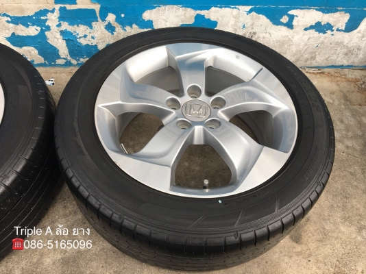 ล้อแม็ก 5รู114 Honda HR-V ขอบ17 พร้อมยาง 215-55-17 Dunlop ปี 15 สภาพดี