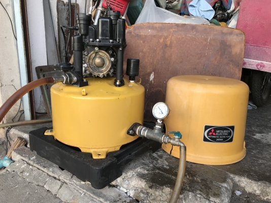 ขายปั๊มน้ำอัตโนมัติ Mitsubishi 250W สภาพสวย ตรวจเช็คแรงดันเรียบร้อย ไม่มีรั่วซึม พร้อมใช้งาน