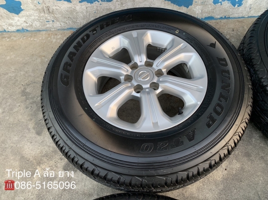 ล้อแม็ก Nissan Navara NP300 6รู114 ขอบ 16 พร้อมยางใหม่ป้ายแดง 255-70-16 Dunlop ปี 18 แม็กเดิมๆ ตุ่มอลัง เส้นสีจัดๆ